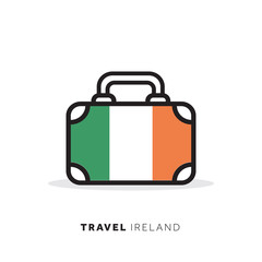 Ireland travel concept. Suitcase vector icon with national country flag