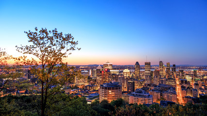 Montreal, CANADA - 21 May 2018. Montreal sunrise view from Belvedere with summer colorful leaves....
