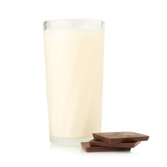 milk glass with chocolate isolated on white background