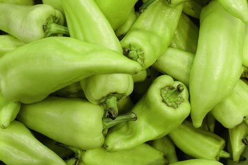 The green bell pepper is spread out evenly.