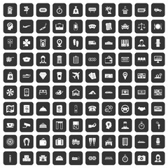 100 paying money icons set in black color isolated vector illustration