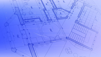 Architecture design: blueprint plan - vector illustration of a plan modern residential building / technology, industry, business concept illustration: real estate, building, construction, architecture