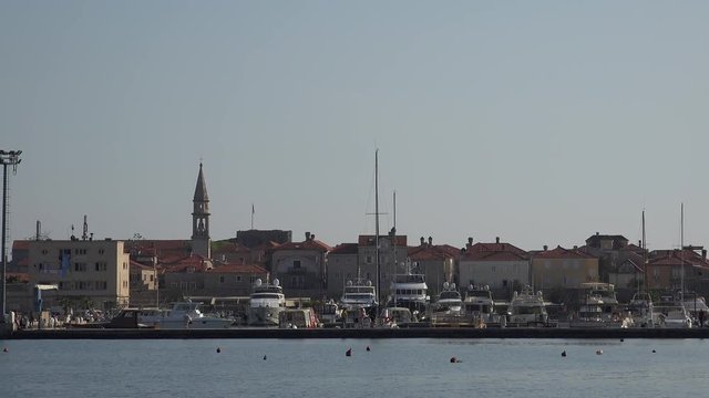 Budva Old Town skyline with the marina. Montenegro