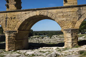 Fototapeta na wymiar Ancient Roman Aqueduct - Pont du Gard, near Nimes, Languedoc France, Europe