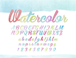 watercolor lettering, a light colorful font, letters of the alphabet © Ardea-studio