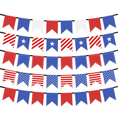 USA hanging bunting flags