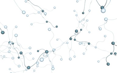 Neural network. Social network. Futuristic dna, deoxyribonucleic acid. Abstract molecule, cell illustration, mycelium. Light background. 3D illustration