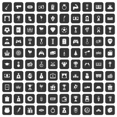 100 premium icons set in black color isolated vector illustration