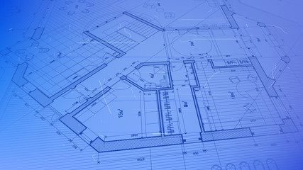 Architecture design: blueprint plan - vector illustration of a plan modern residential building / technology, industry, business concept illustration: real estate, building, construction, architecture