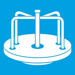 Children merry go round icon white isolated on blue background vector illustration