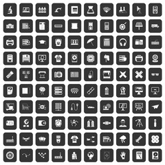 100 printer icons set in black color isolated vector illustration