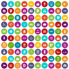 100 private property icons set in different colors circle isolated vector illustration