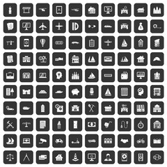 100 private property icons set in black color isolated vector illustration