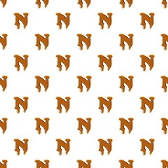 Letter N from caramel pattern seamless repeat in cartoon style vector illustration