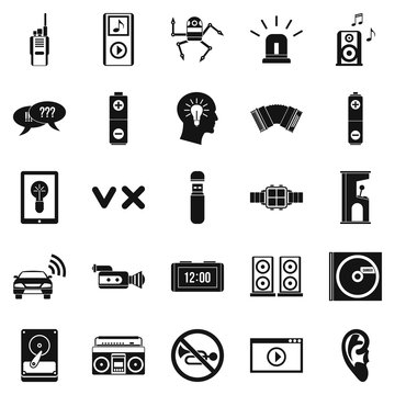 Sound icons set. Simple set of 25 sound vector icons for web isolated on white background