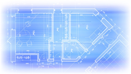 Architecture design: blueprint plan - vector illustration of a plan modern residential building / technology, industry, business concept illustration: real estate, building, construction, architecture