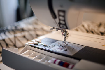 Closeup of a sewing machine