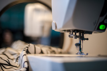 Closeup of a sewing machine