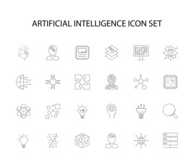 Line icons set. Artificial Intteligence pack. Vector illustration