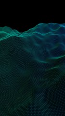 Abstract landscape background. Cyberspace grid. Hi-tech network. Vertical image orientation. 3D illustration