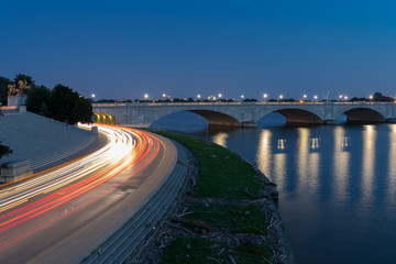lake and light trails