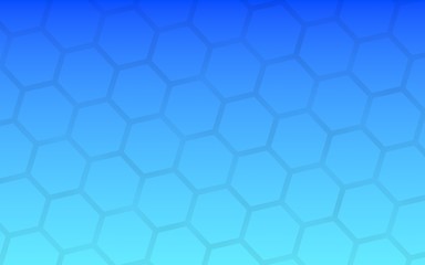 Translucent honeycomb on a gradient blue sky background. Perspective view on polygon look like honeycomb. Isometric geometry. 3D illustration