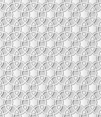 3D white paper art Islamic geometry cross pattern seamless background