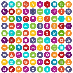100 sandwich icons set in different colors circle isolated vector illustration