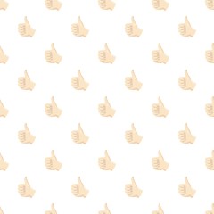 Thumb up pattern seamless repeat in cartoon style vector illustration
