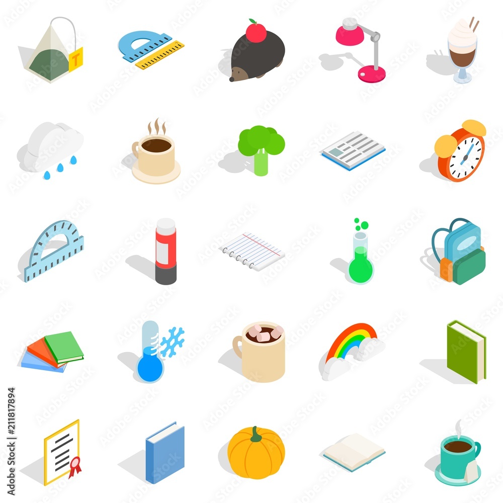 Aufkleber autumn party icons set. isometric set of 25 autumn party vector icons for web isolated on white back