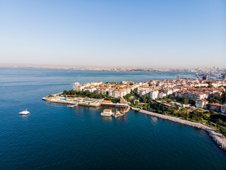 Naklejka na ściany i meble Aerial Drone View of Kadikoy Moda Seaside in Istanbul