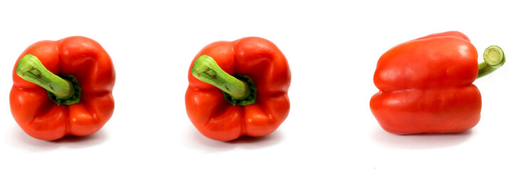 drei Paprika frisch und feucht isoliert