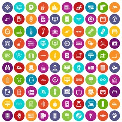 100 settings icons set in different colors circle isolated vector illustration