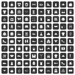 100 sewing icons set in black color isolated vector illustration