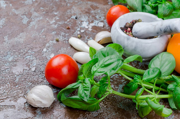 tomatoes, basil and peper spice