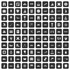 100 shipping icons set in black color isolated vector illustration