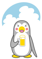旨い生ビールを呑むペンギン
