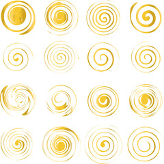 Set of gold simple spirals, 