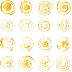 Set of gold simple spirals, 