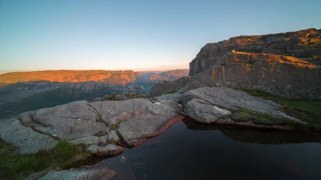 Sunset Timelapse Preikestolen, Lysefjorden Fjords in Norway