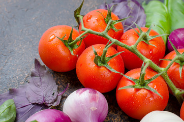tomatoes, basil and peper spice