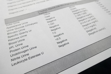 Obraz premium Patent's sheet of paper computer print out of test result