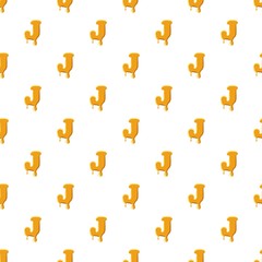 Letter J from honey pattern seamless repeat in cartoon style vector illustration