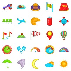Airborne icons set. Cartoon set of 25 airborne vector icons for web isolated on white background