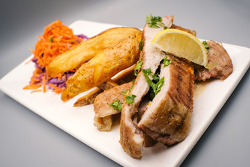 Food meat meal dinner matambre argentina asado friend grilled salad fish vegetable  dish meal meat pork chicken dinner chesse rabbit restaurant cuisine ingredient plate