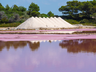 Amazing landscape of the beautiful salt flats at Colonia de Sant Jordi, Ses Salines, Mallorca, Spain