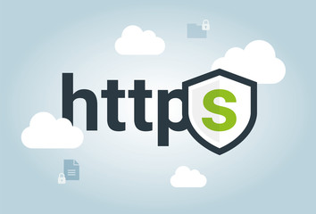 Secure your site with HTTPS, internet communication protocol that protects the integrity and confidentiality of data between the user's computer and the site vector illustration. security. cloud