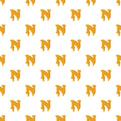 Letter N from honey pattern seamless repeat in cartoon style vector illustration