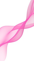 Abstract pink wave. Bright pink ribbon on white background. Pink scarf. Abstract smoke. Raster air background. Vertical image orientation. 3D illustration