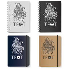 Graphic illustration with diaries with symbols 9